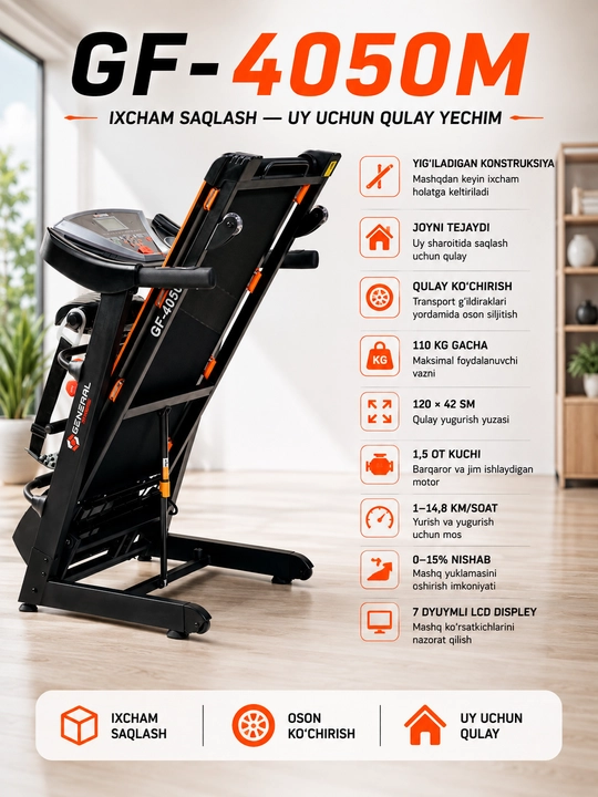 GF-4050M yugurish yo'lagi uy va ofis uchun, erkaklar va ayollar uchun