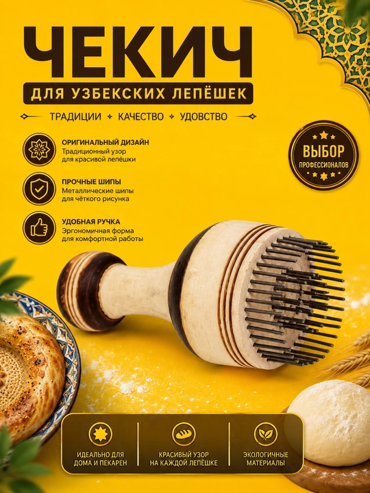 O‘zbek nonlari va tandir nonlari uchun yog‘och chakich - 