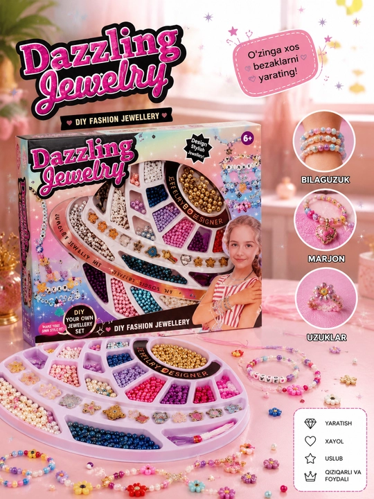 Dazzling Jewelry , qizlar uchun munchoqlar to'plami. 300 elementlar