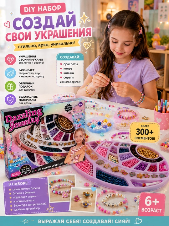 Dazzling Jewelry , qizlar uchun munchoqlar to'plami. 300 elementlar - 