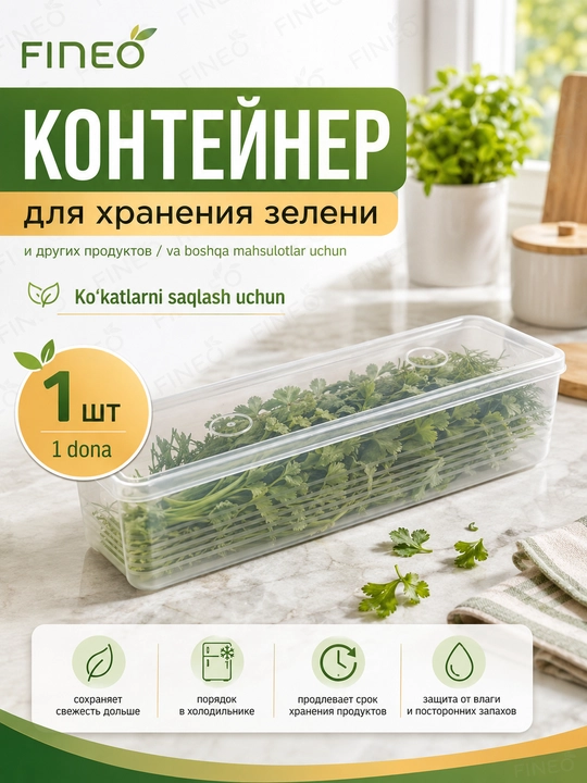Контейнер для хранения зелени, органайзер для холодильника