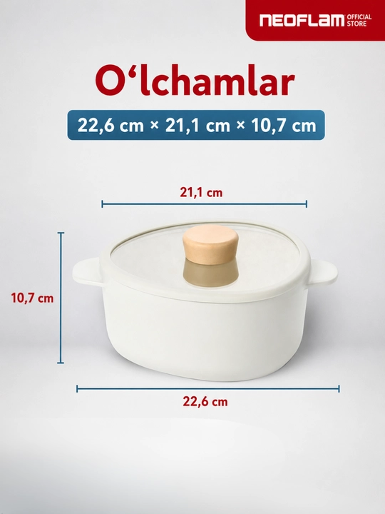 NEOFLAM FIKA APEX кастрюля 2.2 л, кастрюля с крышкой, стеклянная крышка