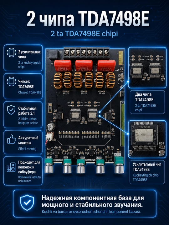 Усилитель звука 2.1, усилитель колонок, для сабвуфера, 320Вт, Bluetooth, AUX, USB, ZK-HT21