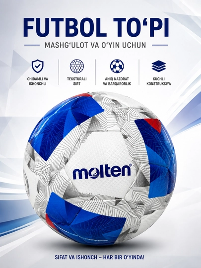 Futbol to‘pi Molten, mashg‘ulot va o‘yin uchun, teksturali sirt - 