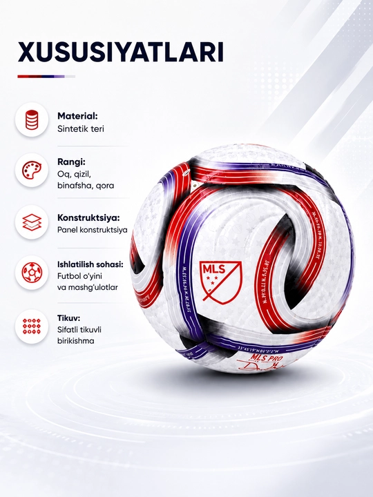 Futbol to‘pi MLS PRO, futbol o‘yinlari va mashg‘ulotlar uchun