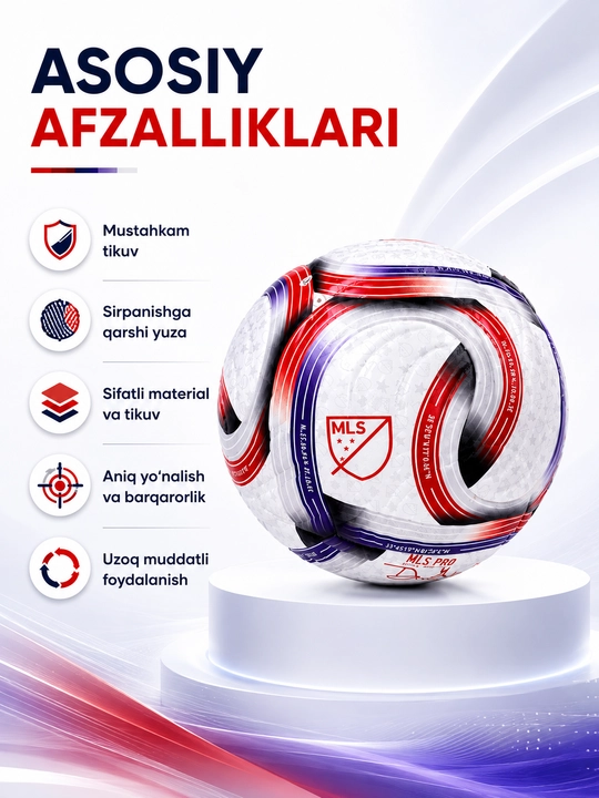 Futbol to‘pi MLS PRO, futbol o‘yinlari va mashg‘ulotlar uchun