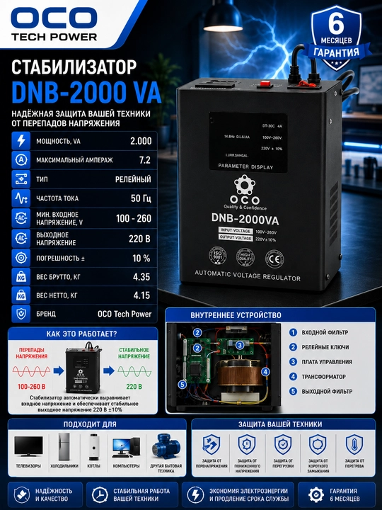 Стабилизатор: DNB-1000 VA