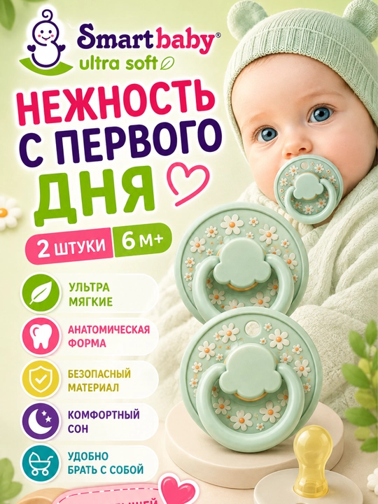 Силиконовая соска для новорождённых, пустышка, 2 шт, для детей 0+ и 6+ месяцев - 