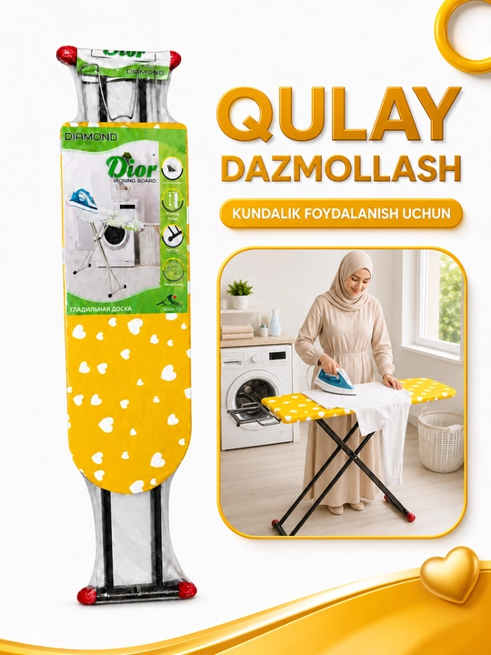 Dazmollash doskasi, metall, buklanadigan, balandligi sozlanadigan, dazmol taglikli