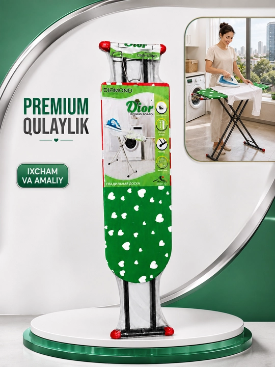 Dazmollash doskasi, metall, buklanadigan, balandligi sozlanadigan, dazmol taglikli
