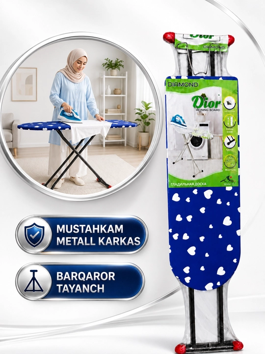 Dazmollash doskasi, metall, buklanadigan, balandligi sozlanadigan, dazmol taglikli