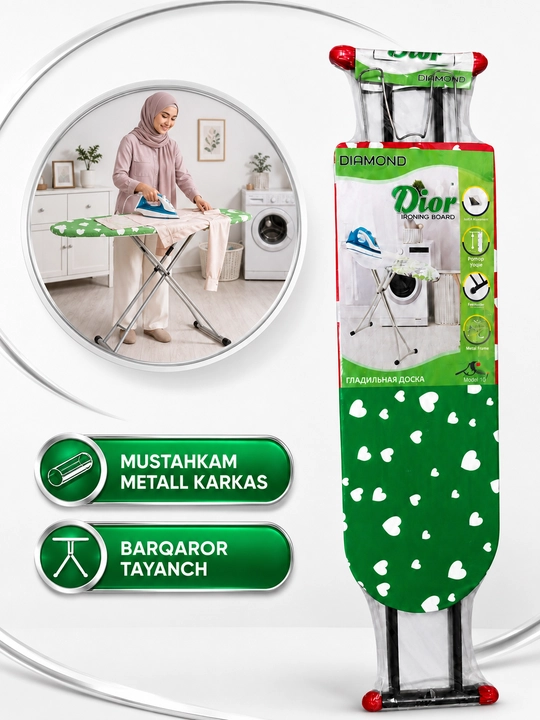 Dazmollash doskasi, metall, buklanadigan, balandligi sozlanadigan, dazmol taglikli