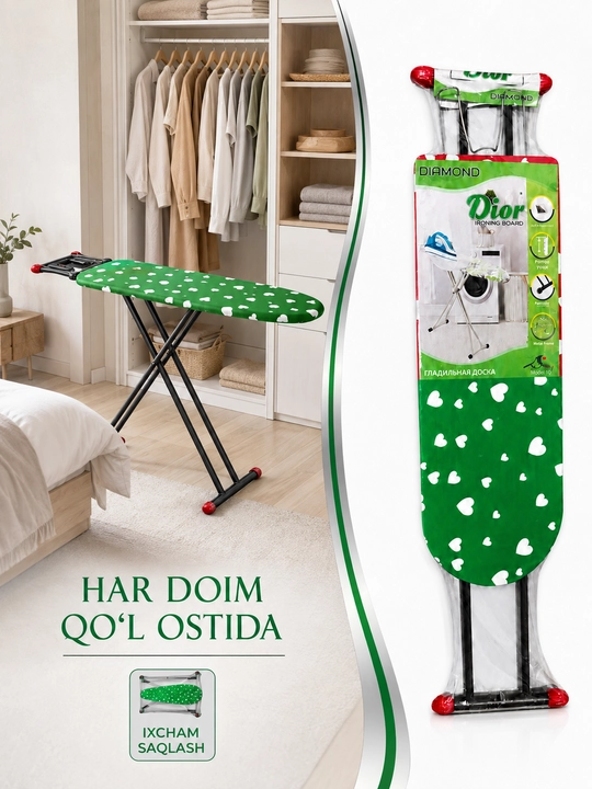 Dazmollash doskasi, metall, buklanadigan, balandligi sozlanadigan, dazmol taglikli