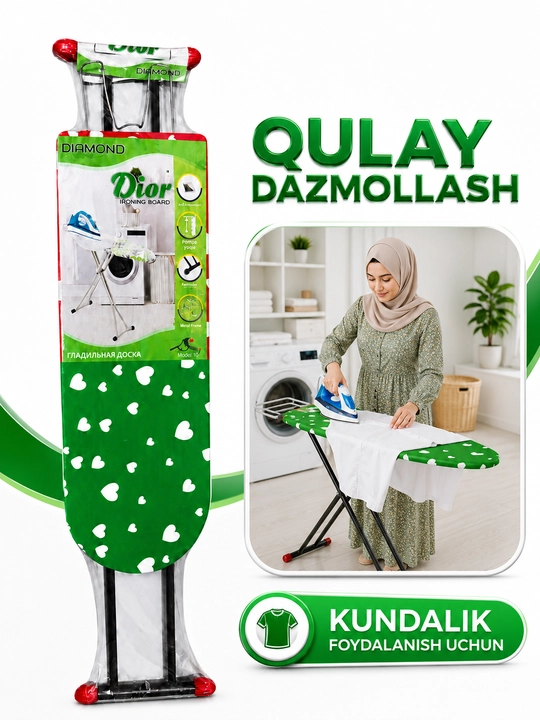 Dazmollash doskasi, metall, buklanadigan, balandligi sozlanadigan, dazmol taglikli