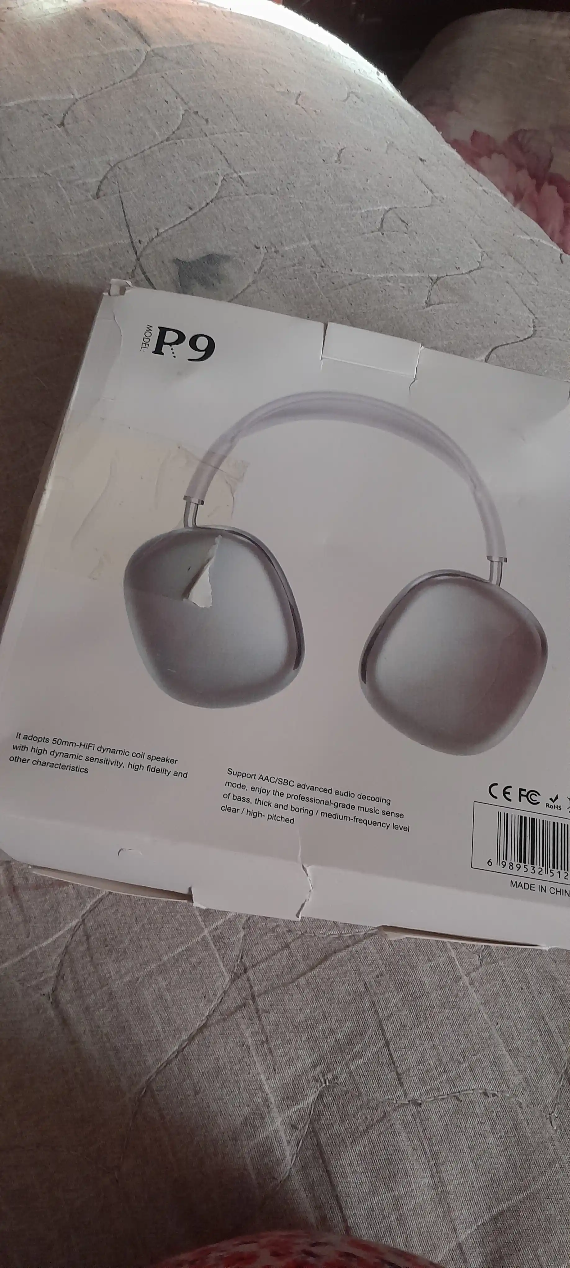 Simsiz Bluetooth quloqchinlar P9, mikrofonli, to'liq o'lchamli