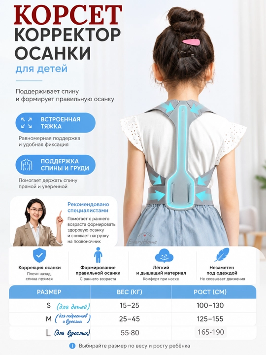 Ортопедический корсет для спины и позвоночника, корректор осанки для детей, и взрослых