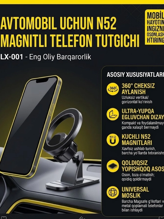 Avtomobil uchun magnitli telefon ushlagich - 