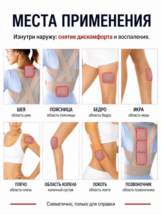 Травяной пластырь для мышц и суставов с растительными экстрактами, 8 штук