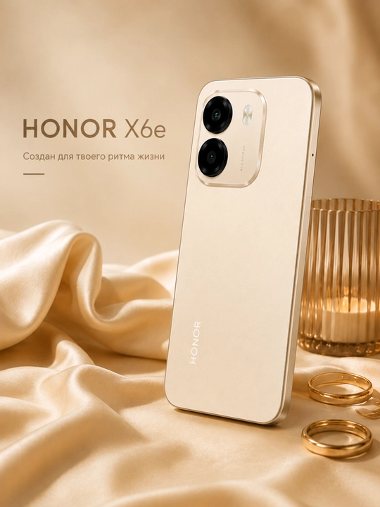Смартфон HONOR X6e, аккумулятор 7500 мАч, камера 50 МП, экран 120 Гц, IP64 - 
