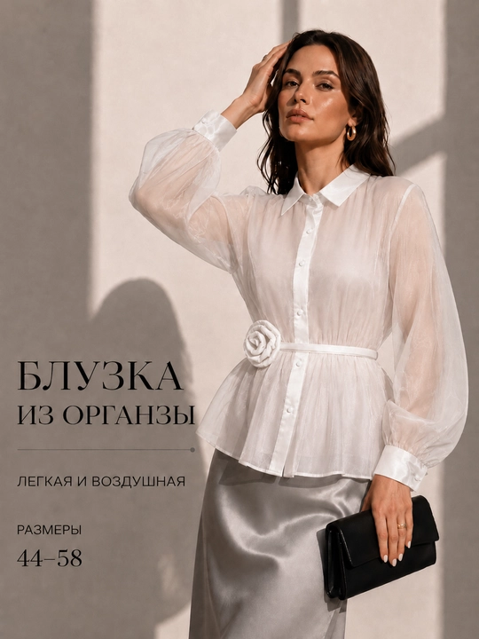 Женская рубашка DEGO — элегантная, стильная, с поясом и длинным рукавом, 44–58