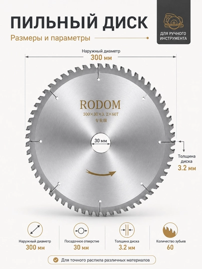 Yog‘och kesish uchun arrali disk RODOM SP00108 - 