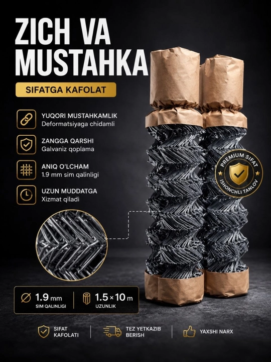 Sim setka metall — panjara, bog‘ va qurilish uchun mustahkam setka