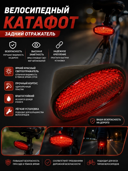 Велосипедный катафот задний отражатель - 