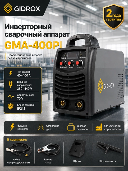 GIDROX GMA-400PI invertorli payvandlash apparati, 40–400 A, 380–440 V