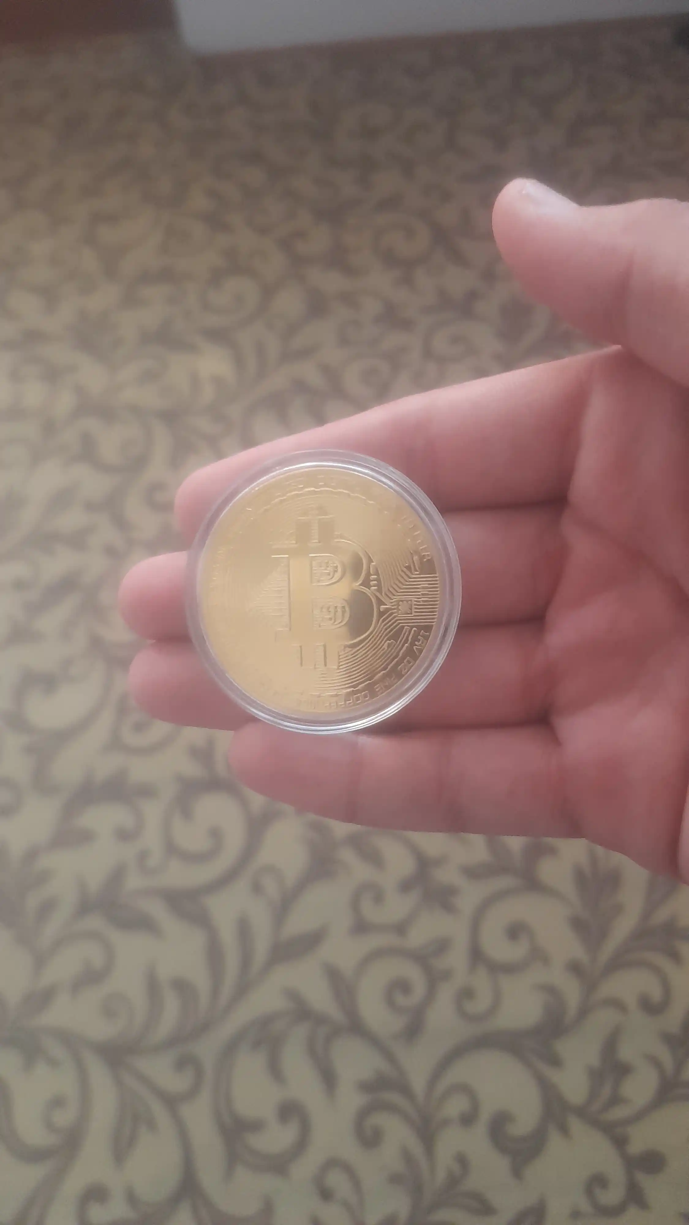 Bitcoin suvenir tangasi, kolleksiya uchun kriptovalyuta tangasi, plastik kapsulada