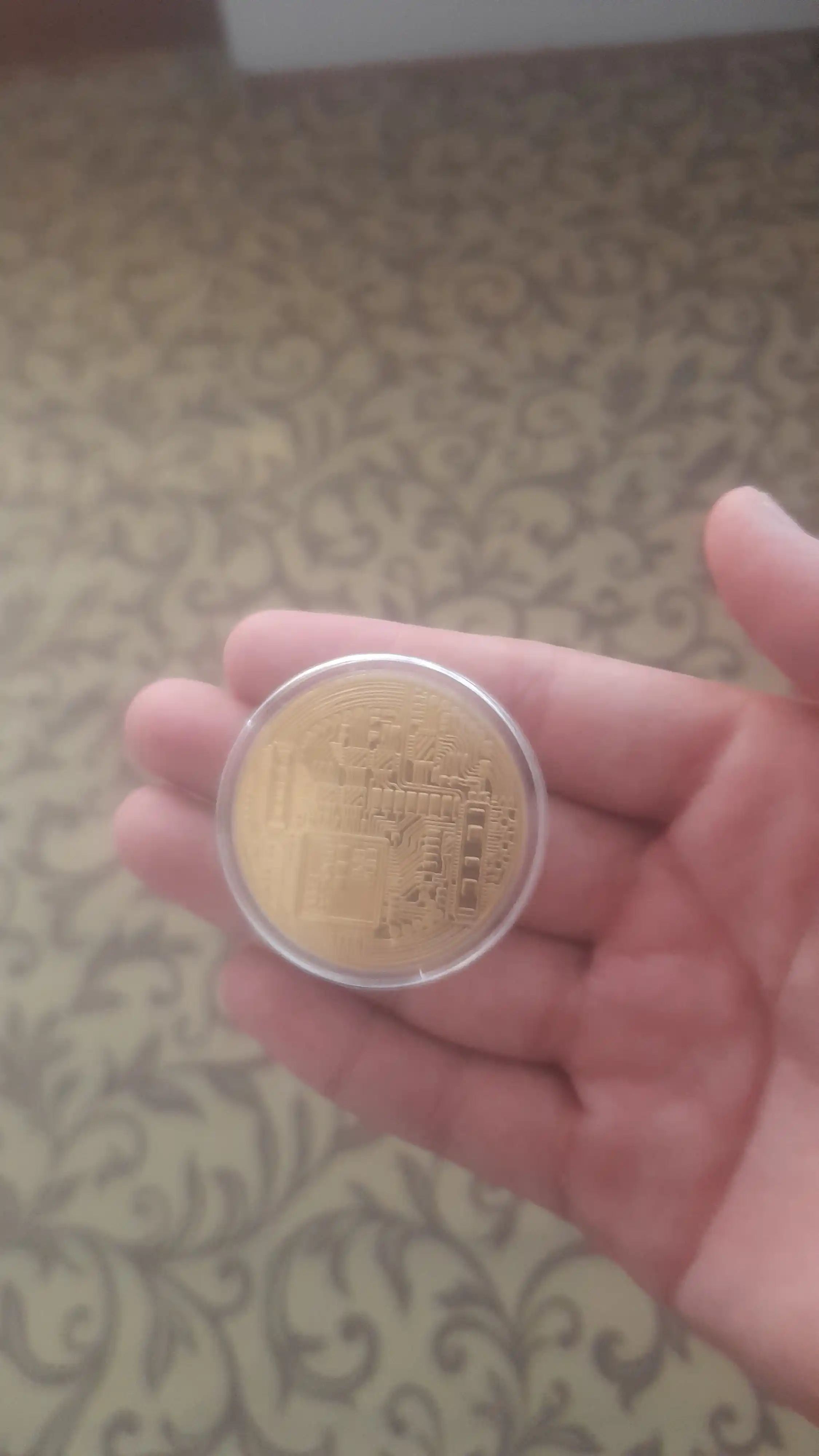 Bitcoin suvenir tangasi, kolleksiya uchun kriptovalyuta tangasi, plastik kapsulada