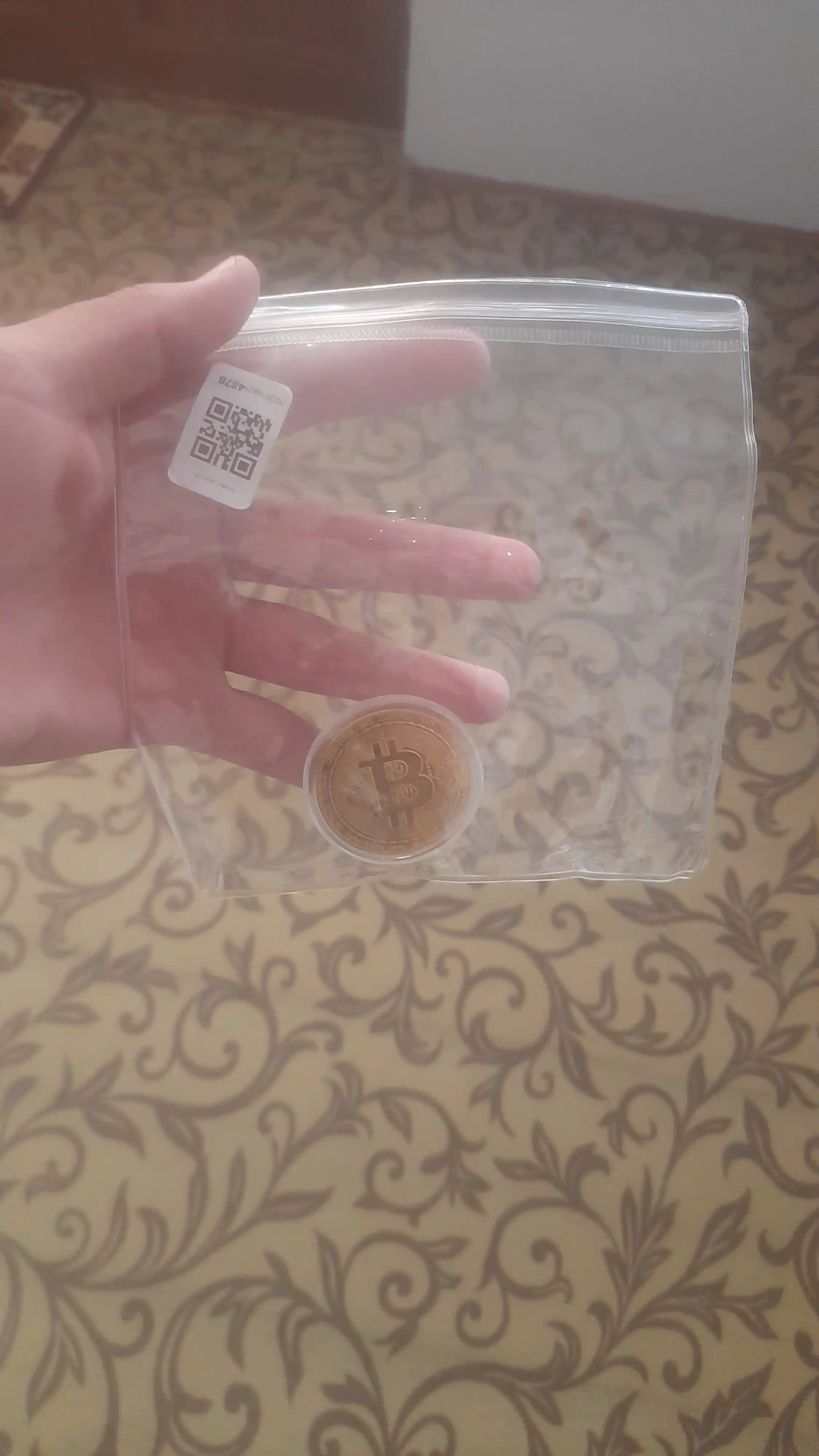 Bitcoin suvenir tangasi, kolleksiya uchun kriptovalyuta tangasi, plastik kapsulada