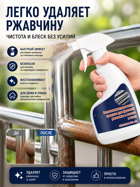 Очиститель ржавчины OGAS 120 мл, средство для удаления ржавчины с металла