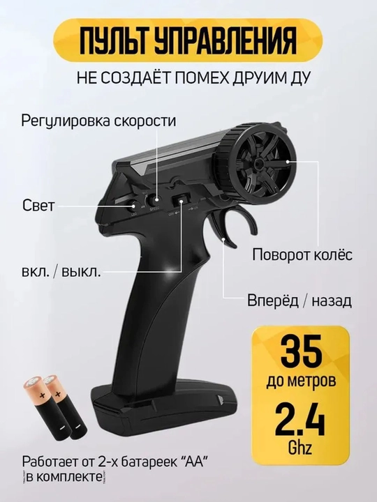 Машина с радиоуправлением, масштаб 1:24, мощный двигатель, литиевая батарея