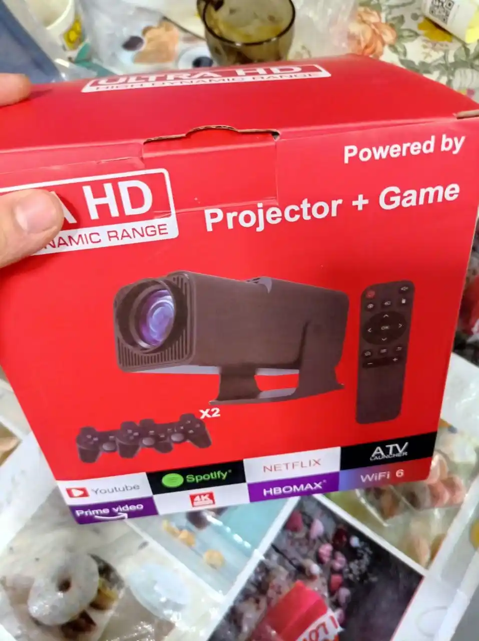 Mini Proyektor WiFi 6 + O‘yin pristavkasi, Full HD, Telefon bilan ulanish, Uy kinoteatri