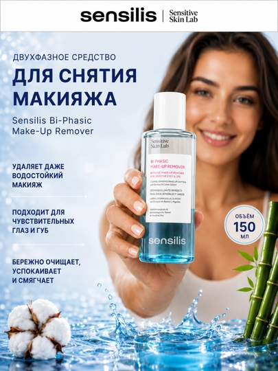 Ko‘z va lablar uchun makiyaj tozalash vositasi Sensilis Bi-Phasic ikki fazali, 150 ml - 