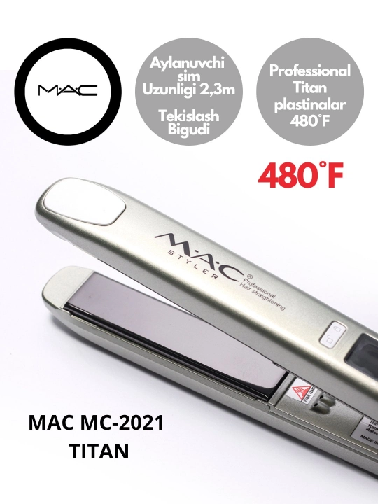 Professional soch tekislovchi dazmol MAC Styler MC-2021 Titan, LCD displeyli