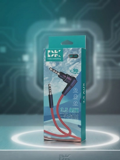 AUX audio kabel 3.5 mm, KF-45, 90° burchakli ulagichli