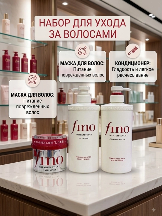 Fino shampun, Fino balzam, soch niqobi, soch parvarishi, Fino Premium Touch - 