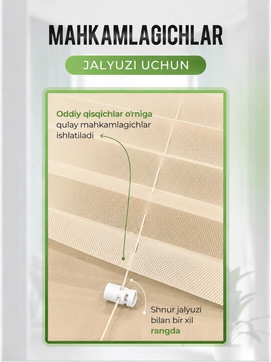 Yopishqoq jalyuzi parda, oyna uchun jalyuzi pardalar