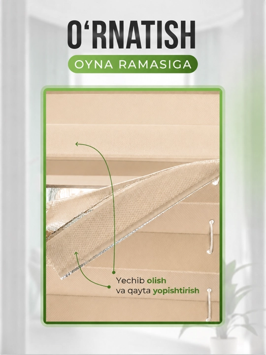 Yopishqoq jalyuzi parda, oyna uchun jalyuzi pardalar
