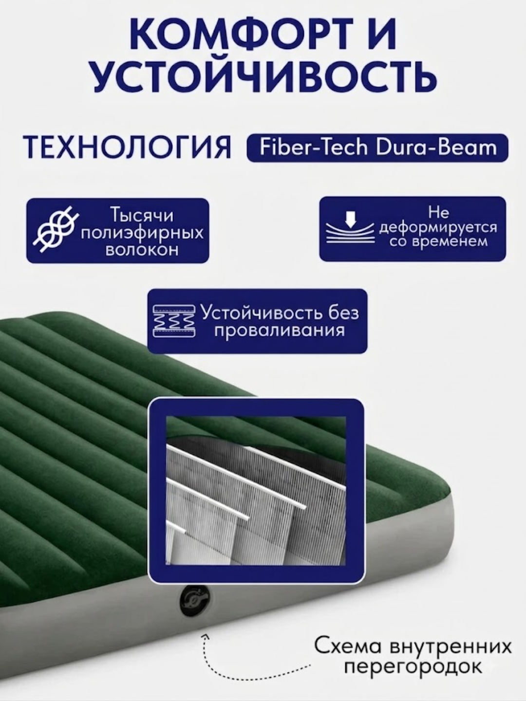 Надувной матрас IntexCloud для сна, отдыха, дома и кемпинга, односпальный, двухместный