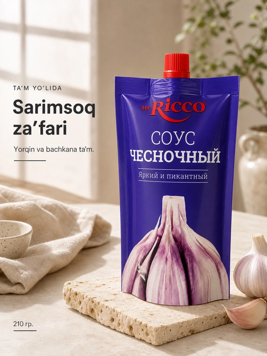 Соусы Mr.Ricco: Для бургеров, Чесночный, Грибной, Тар-Тар, Цезарь, Сырный, Терияки, 210 г - 