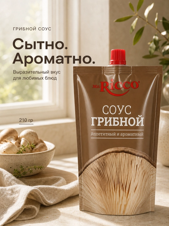 Соусы Mr.Ricco: Для бургеров, Чесночный, Грибной, Тар-Тар, Цезарь, Сырный, Терияки, 210 г