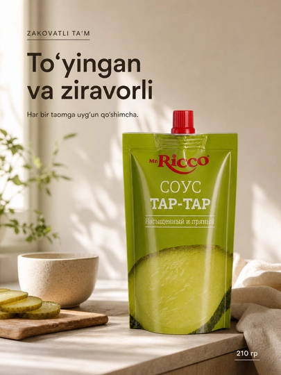 Соусы Mr.Ricco: Для бургеров, Чесночный, Грибной, Тар-Тар, Цезарь, Сырный, Терияки, 210 г - 