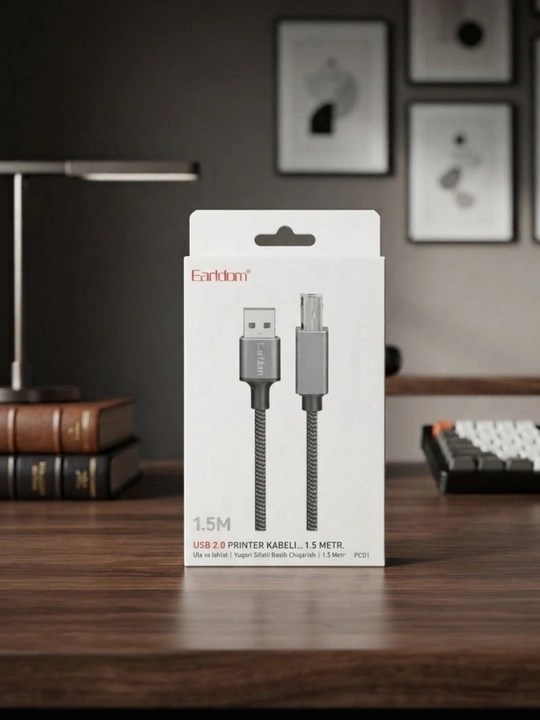 Earldom USB 2.0 printer kabeli 1,5 metr, USB-A dan USB-B ga - 