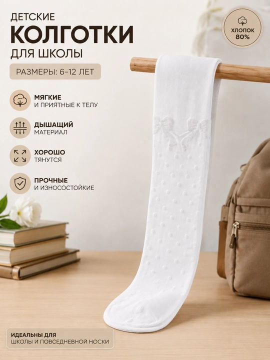 Белые школьные колготки для девочек, нежные, подходят для школы, повседневной носки