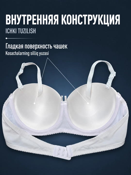 Ayollar Push-Up byustgalteri, qolipli B kosacha, karkasli, oq rang