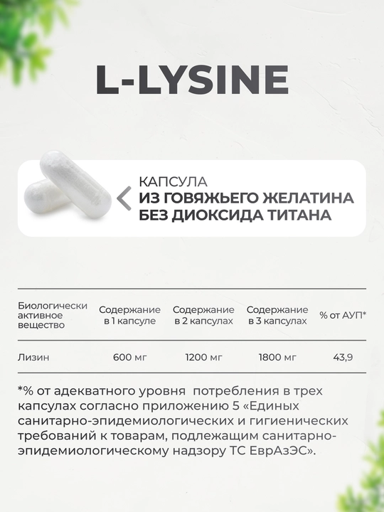 Л-лизин, VitaMeal, 1200 мг, 90 капсул
