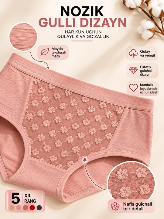 Ayollar ichki kiyimi, yuqori belli va qorinni yopadigan trusik, katta razmer 54-56