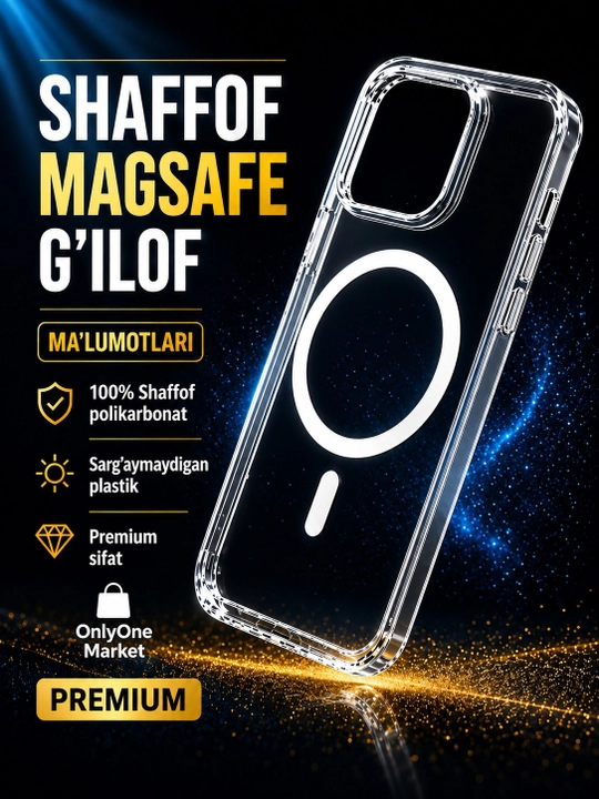 Shaffof MagSafe g'ilof, iphone 11 chexol, iphone 13 chexol, 14 pro max chexol - 
